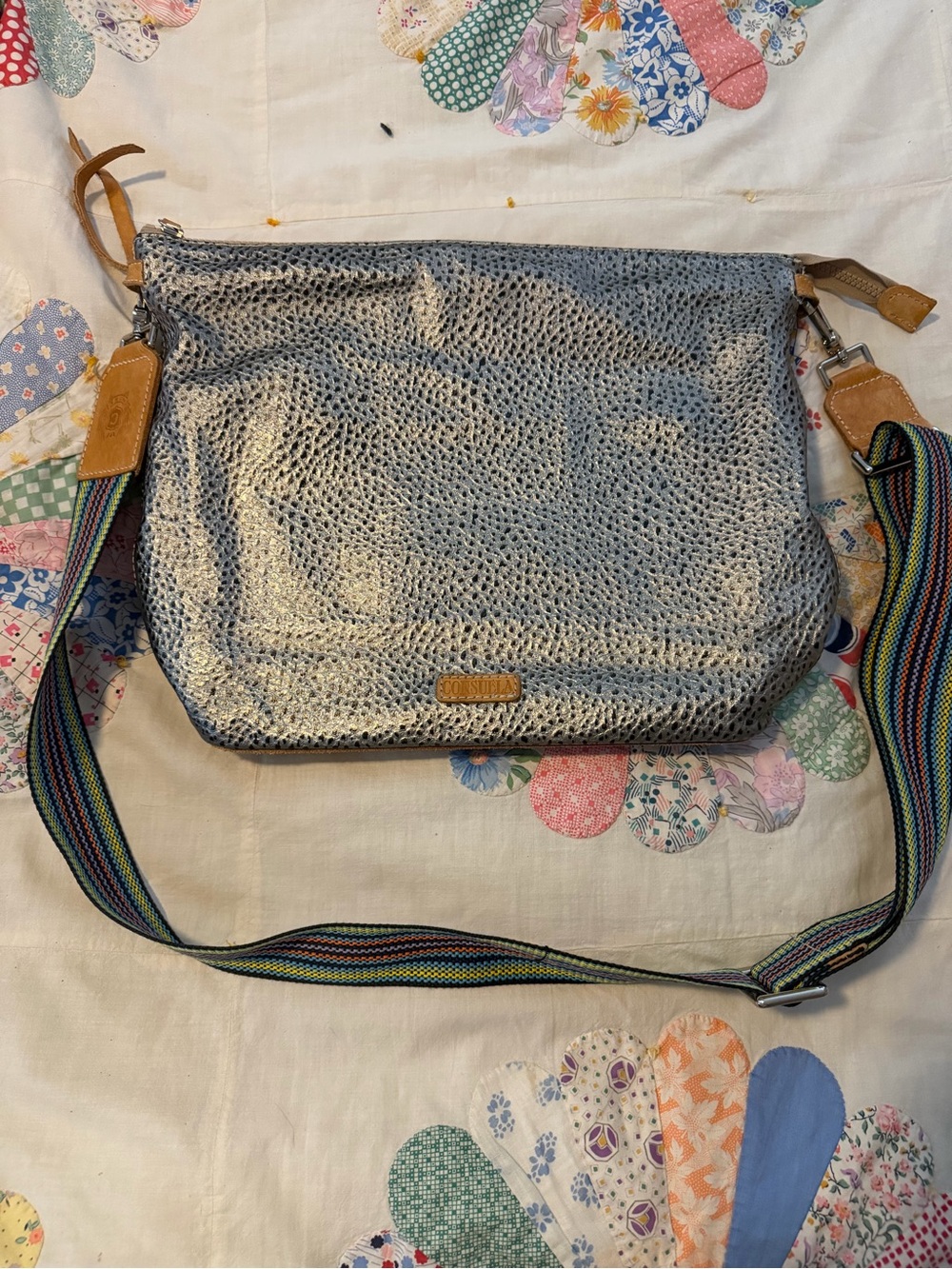 Consuela Tommy Hobo  Metallic Textured Crossbody Bag